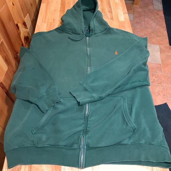POLO RALPH LAUREN Green w/ Orange Pony Hoodie Sweatshirt 3XLT / 4XLT Big & Tall - Picture 6 of 9